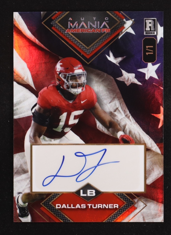 Dallas Turner 2024 Wild Card Automania American FB Diamond USA Flag #AMADA-DT RC #1/1 at PristineAuction.com Dallas Turner 2024 Wild Card Automania American FB Diamond USA Flag #AMADA-DT RC #1/1 at PristineAuction.com
