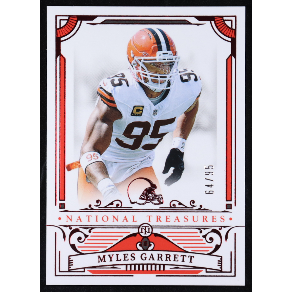 Myles Garrett 2025 Panini National Treasures Jersey Number Red #22 #64/95 at PristineAuction.com
