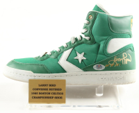 Larry Bird Signed Converse Retired Special Edition 1984 Celtics Championship Basketball Shoe with Display Stand (PSA) at PristineAuction.com