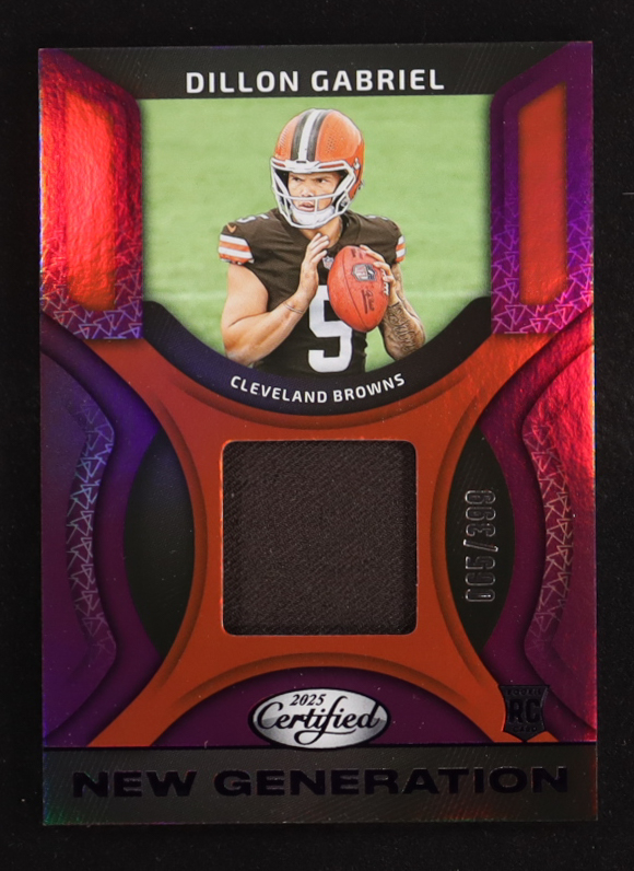 Dillon Gabriel 2025 Panini Certified New Generation Jerseys Mirror Purple #NGJ-DGL RC #065/399 at PristineAuction.com Dillon Gabriel 2025 Panini Certified New Generation Jerseys Mirror Purple #NGJ-DGL RC #065/399 at PristineAuction.com