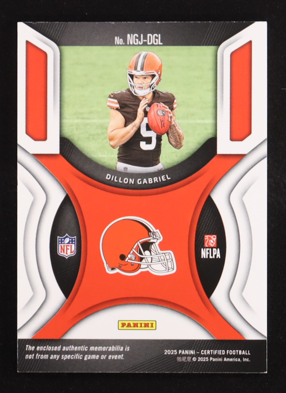 Dillon Gabriel 2025 Panini Certified New Generation Jerseys Mirror Purple #NGJ-DGL RC #065/399 at PristineAuction.com Dillon Gabriel 2025 Panini Certified New Generation Jerseys Mirror Purple #NGJ-DGL RC #065/399 at PristineAuction.com