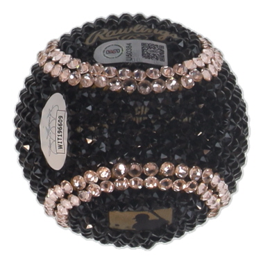 Ronald Acuna Jr. Signed OML Rhinestone Bedazzled Black Leather Baseball (JSA & USA SM) at PristineAuction.com Ronald Acuna Jr. Signed OML Rhinestone Bedazzled Black Leather Baseball (JSA & USA SM) at PristineAuction.com