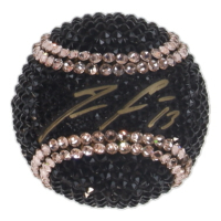 Ronald Acuna Jr. Signed OML Rhinestone Bedazzled Black Leather Baseball (JSA & USA SM) at PristineAuction.com