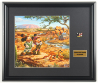 Thomas Kinkade "Mickey & Minnie on Safari" Custom Framed Print Display with Mickey & Minnie Dual Character Pin at PristineAuction.com