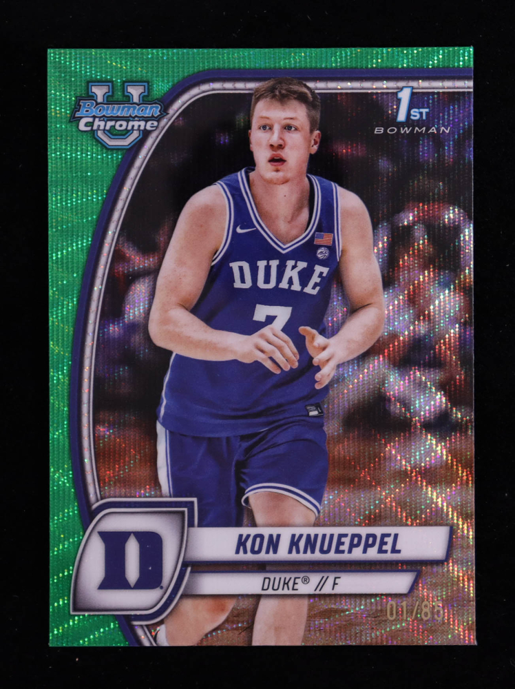 Kon Knueppel 2024-25 Bowman Chrome University Prospect Green Wave Refractors #48 RC #1/85