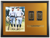 "1927 New York Yankees Murderers Row" Custom Framed Photo with Set of (2) Encased Babe Ruth & Lou Gehrig 23Kt Gold Cards at PristineAuction.com