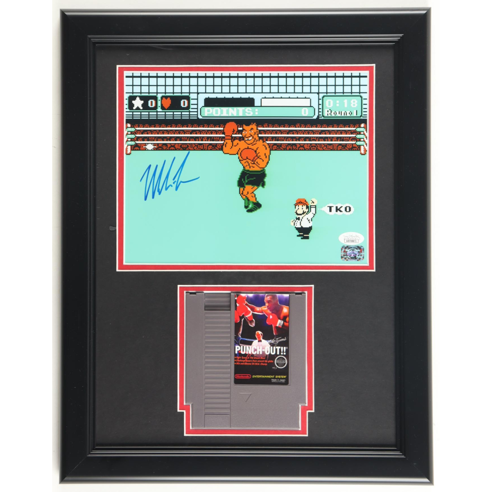 Mike Tyson Signed Custom Framed Photo Display with "Punch-Out!!" Nintendo Game Cartridge (JSA & Tyson) at PristineAuction.com