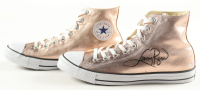 Magic Johnson & Larry Bird Signed Pair of (2) Converse Retired Rose Gold Leather Basketball Shoes (Beckett & PSA) at PristineAuction.com