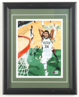 Giannis Antetokounmpo Signed Bucks Custom Framed Photo (Beckett) at PristineAuction.com