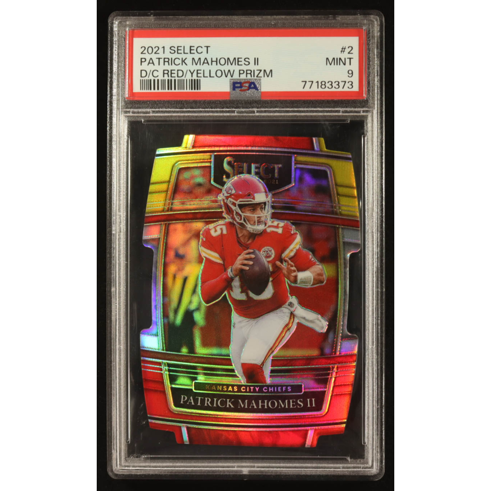 Patrick Mahomes II 2021 Select Prizm Red and Yellow Die Cut #2 (PSA 9) at PristineAuction.com