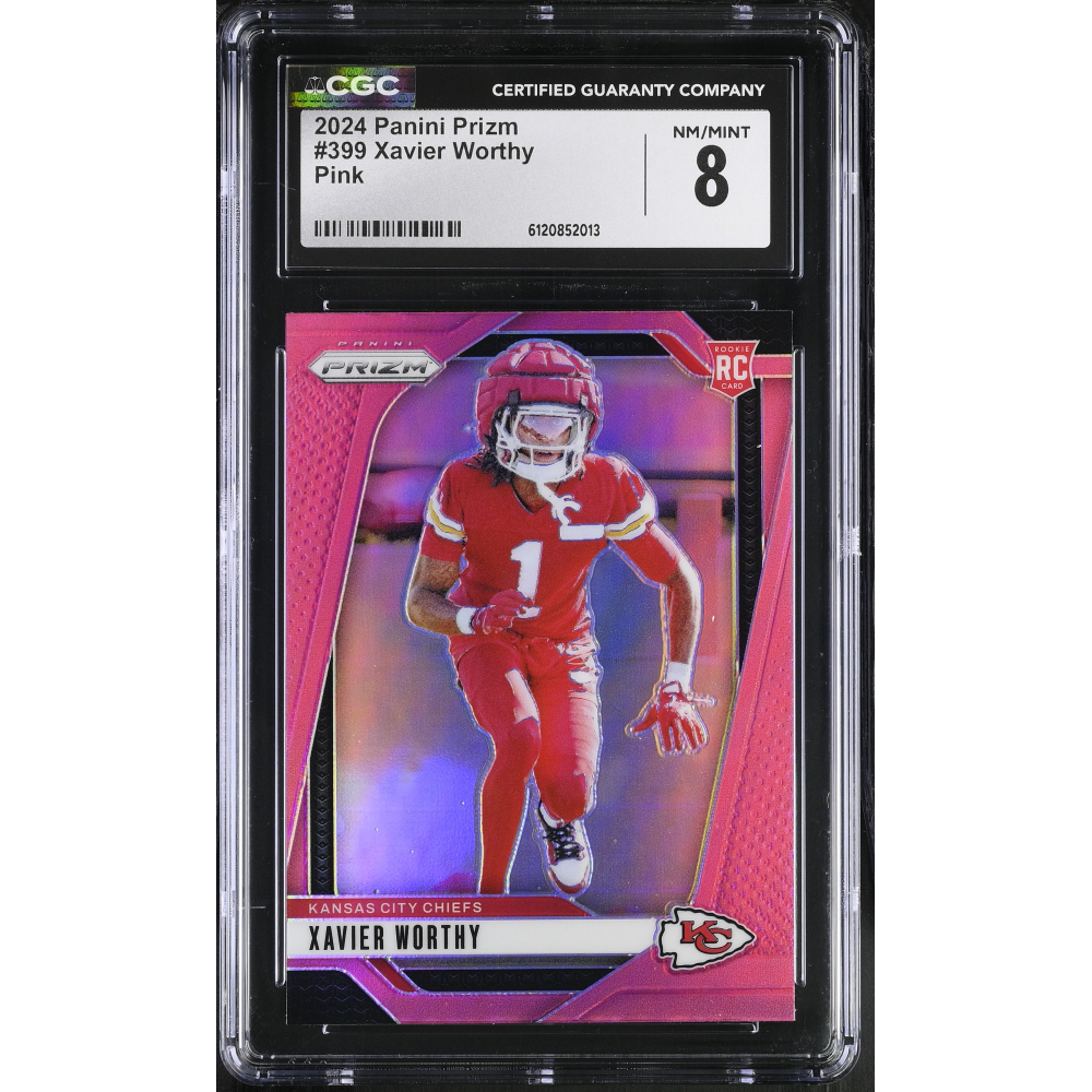 Xavier Worthy 2024 Panini Prizm Pink #399 RC (CGC 8) at PristineAuction.com