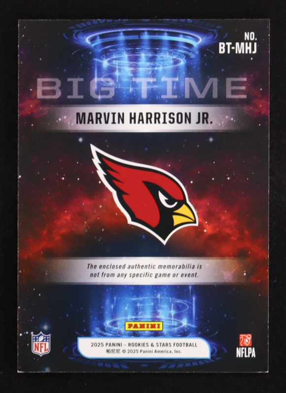 Marvin Harrison Jr. 2025 Panini Rookies & Stars Big Time Jersey #BT-MHJ at PristineAuction.com Marvin Harrison Jr. 2025 Panini Rookies & Stars Big Time Jersey #BT-MHJ at PristineAuction.com