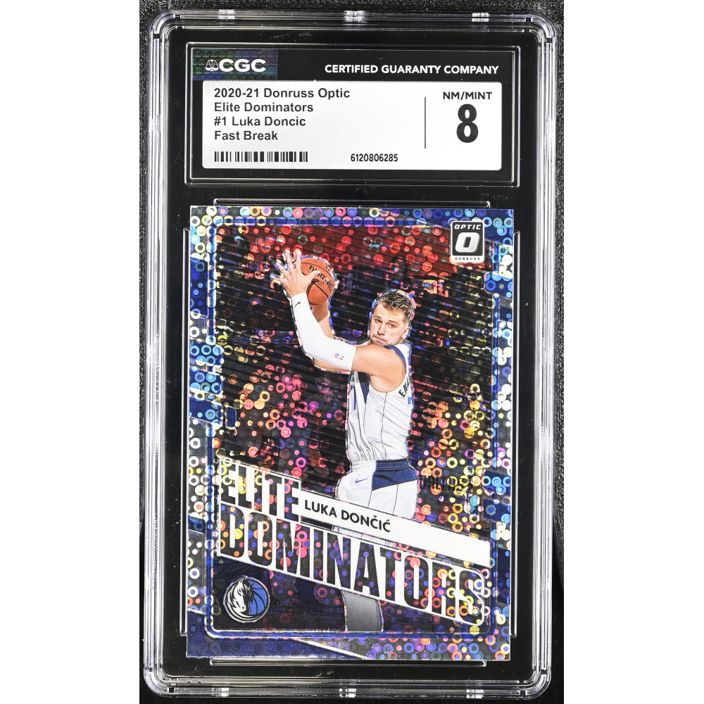 Luka Doncic 2020-21 Donruss Optic Elite Dominators Fast Break #1 (CGC 8) at PristineAuction.com
