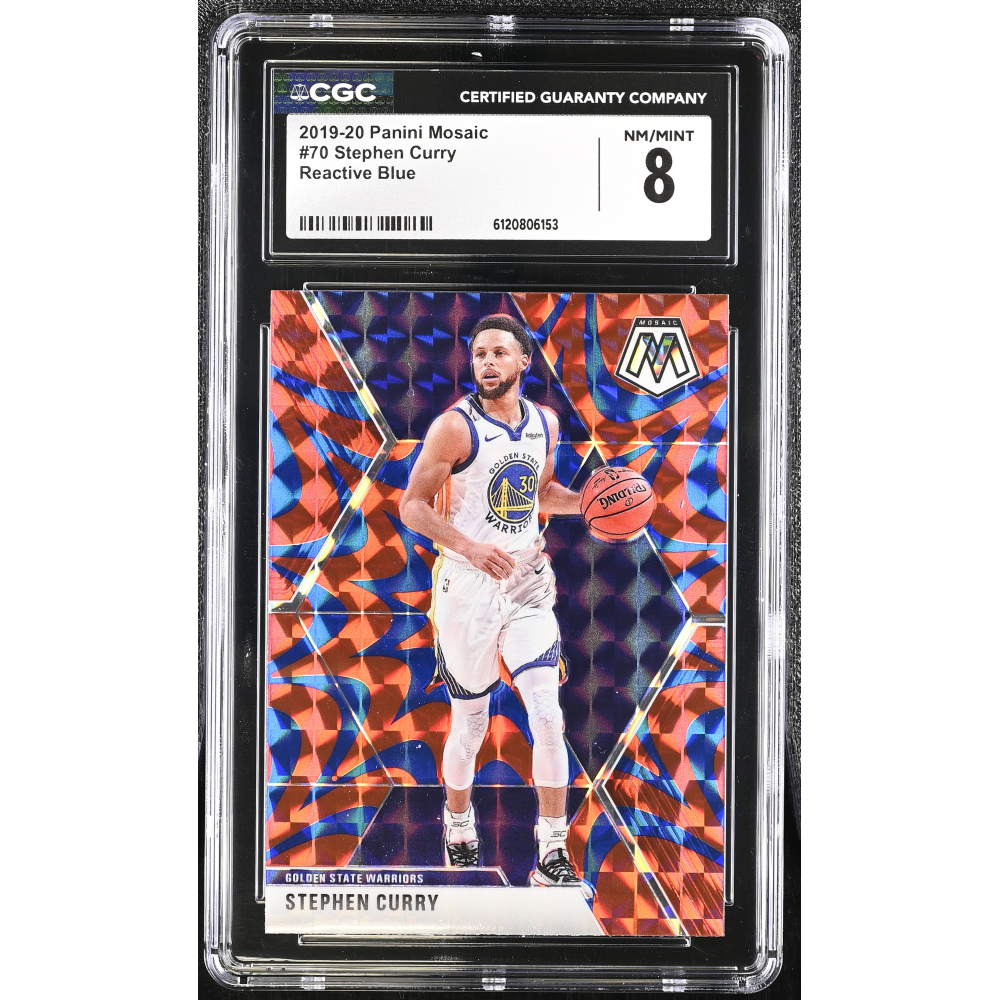 Stephen Curry 2019-20 Panini Mosaic Reactive Blue #70 (CGC 8) at PristineAuction.com