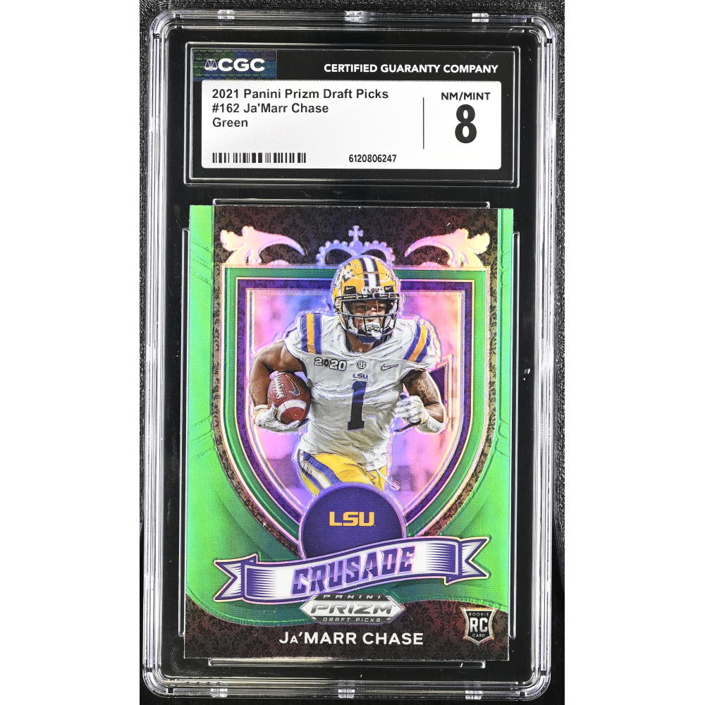 Ja'Marr Chase 2021 Panini Prizm Draft Picks Green #162 (CGC 8) at PristineAuction.com