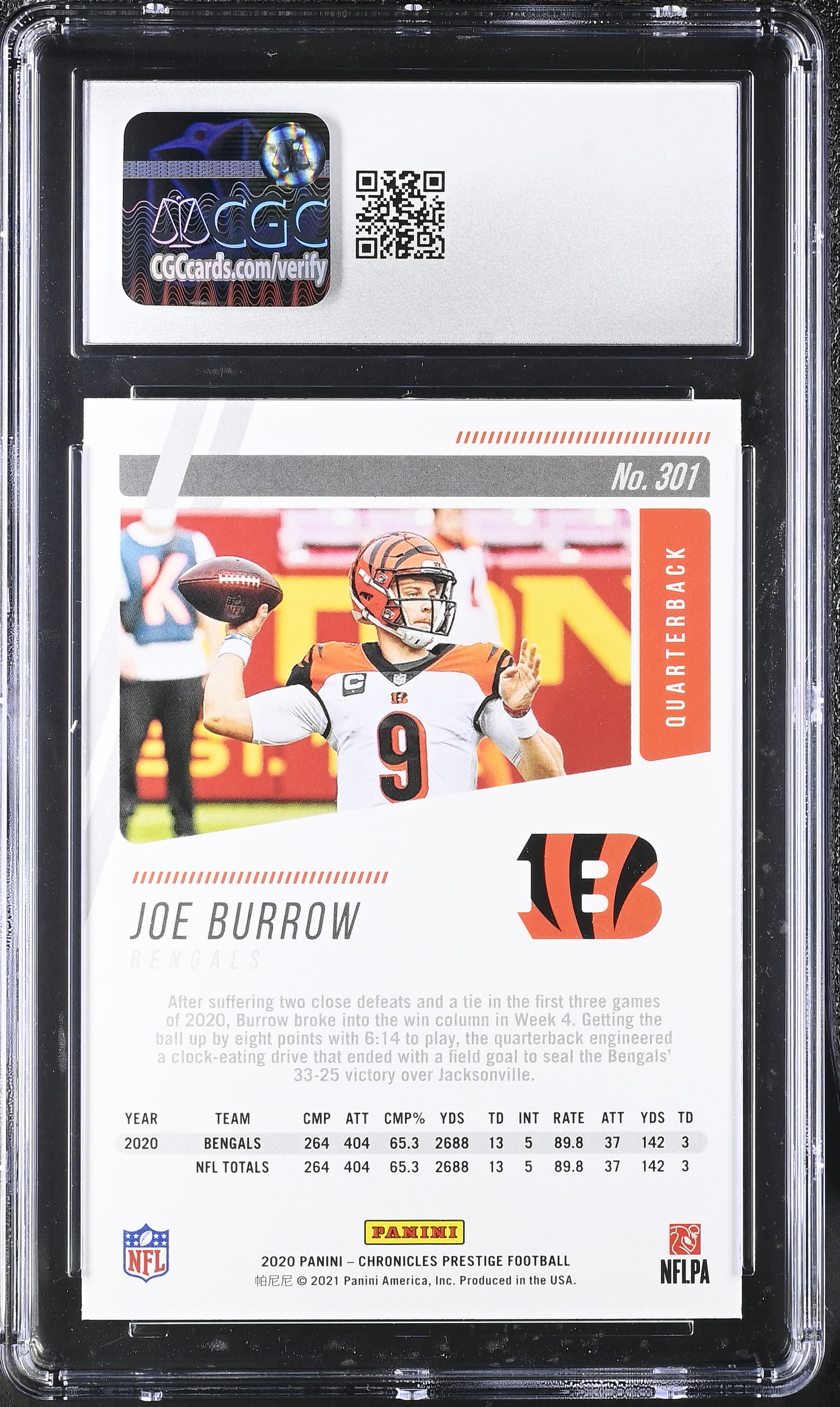 Joe Burrow 2020 Panini Chronicles Prestige #301 (CGC 6) at PristineAuction.com Joe Burrow 2020 Panini Chronicles Prestige #301 (CGC 6) at PristineAuction.com