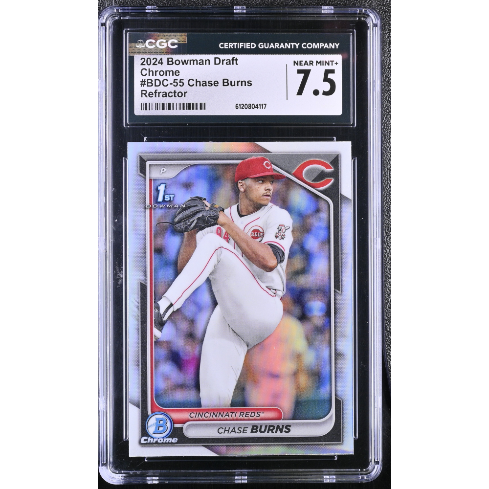 Chase Burns 2024 Bowman Draft Chrome Refractor #BDC-55 (CGC 7.5) at PristineAuction.com