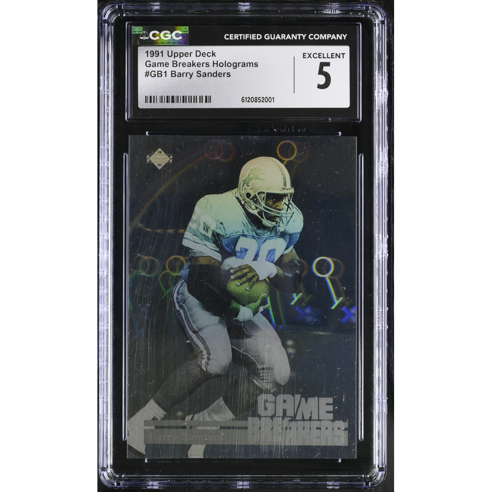 Barry Sanders 1991 Upper Deck Game Breakers Holograms #GB1 (CGC 5) at PristineAuction.com