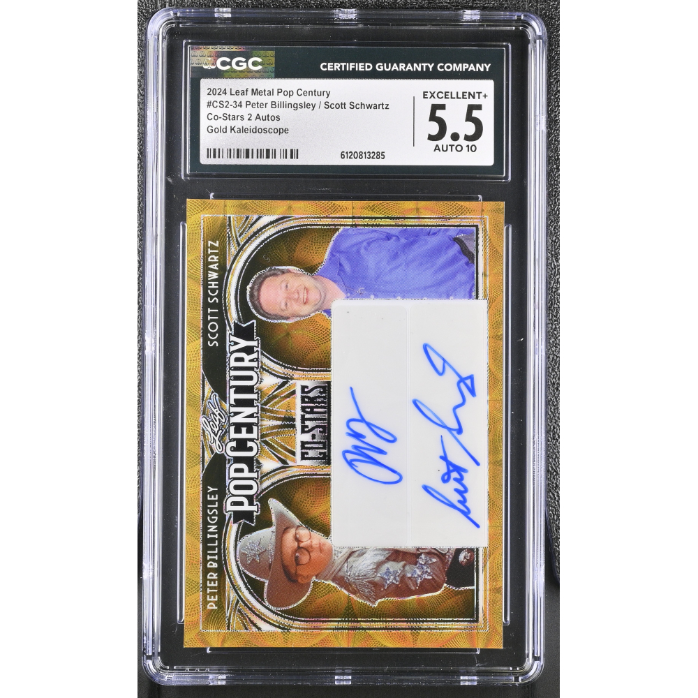 Peter Billingsley / Scott Schwartz 2024 Metal Pop Century Co-Stars 2 Autos Gold Kaleidoscope #CS2-34 #1/1 (CGC 5.5 | Autograph Grade 10) at PristineAuction.com