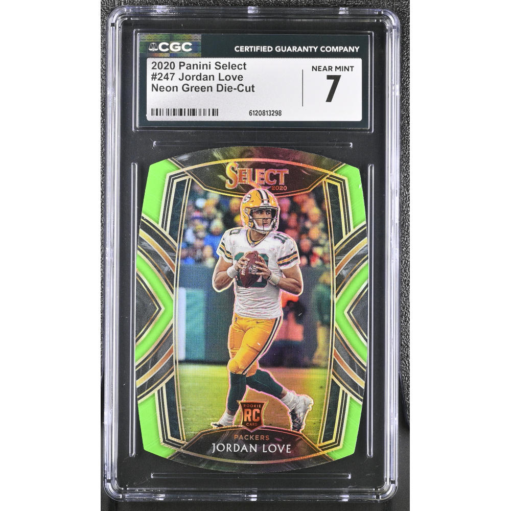 Jordan Love 2020 Panini Select Neon Green Die-Cut #247 (CGC 7) at PristineAuction.com
