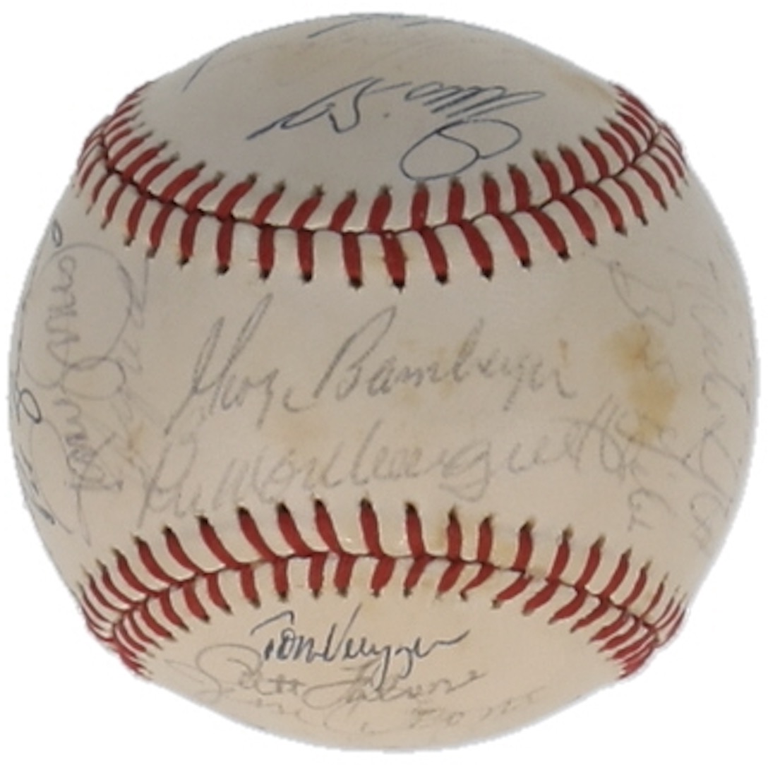 1982 Mets ONL Baseball Team-Signed by (30) with Mookie Wilson, Bruce Bochy, Jesse Orosco, Bud Harrelson (JSA) at PristineAuction.com 1982 Mets ONL Baseball Team-Signed by (30) with Mookie Wilson, Bruce Bochy, Jesse Orosco, Bud Harrelson (JSA) at PristineAuction.com