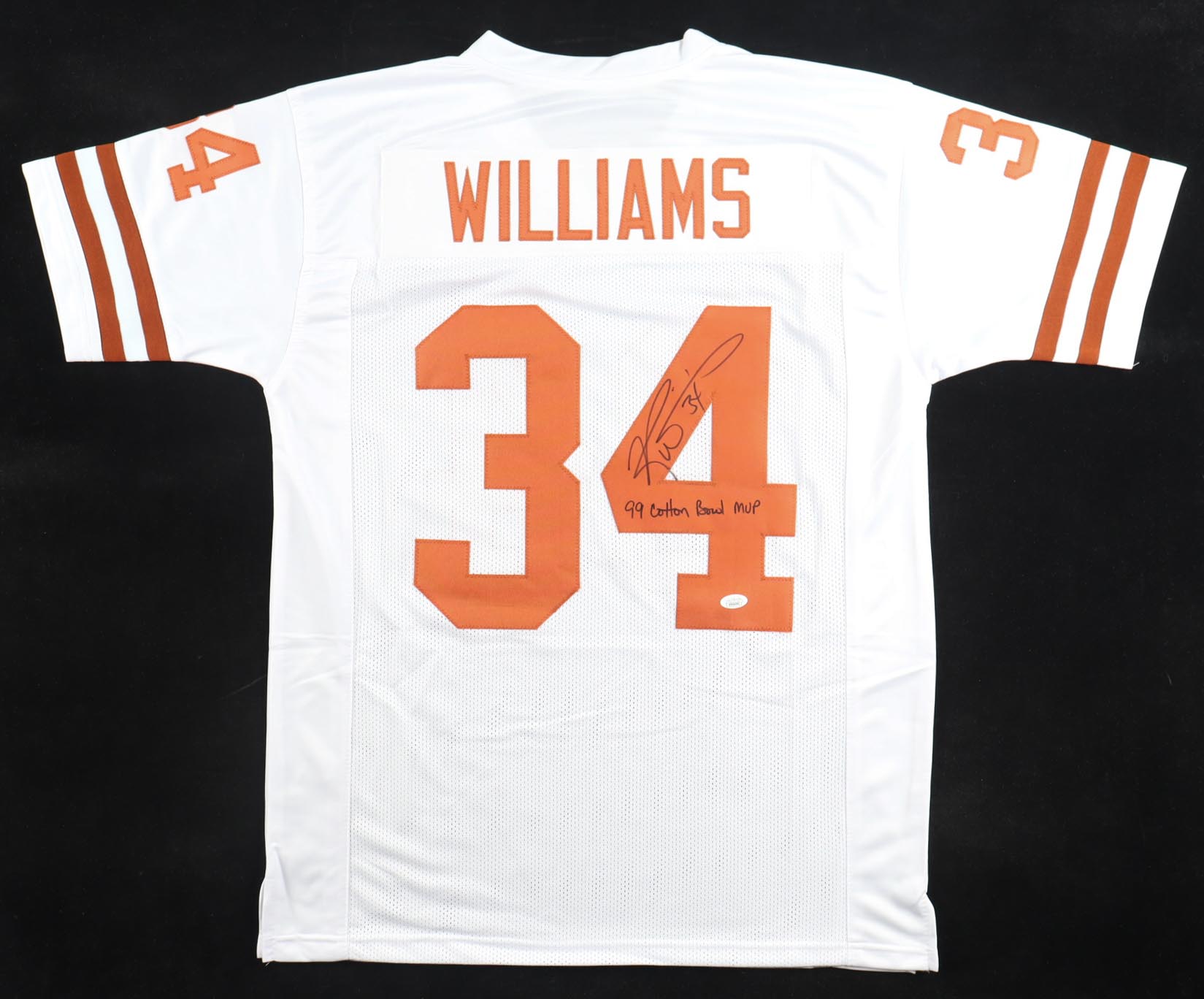 Ricky Williams Signed Jersey Inscribed "99 Cotton Bowl MVP" (JSA) at PristineAuction.com Ricky Williams Signed Jersey Inscribed "99 Cotton Bowl MVP" (JSA) at PristineAuction.com