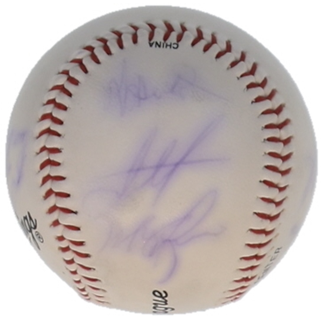 1997 Indians OL Baseball Signed by (11) with Omar Vizquel, John Smiley, Pat Borders, Kevin Seltzer (JSA) at PristineAuction.com 1997 Indians OL Baseball Signed by (11) with Omar Vizquel, John Smiley, Pat Borders, Kevin Seltzer (JSA) at PristineAuction.com