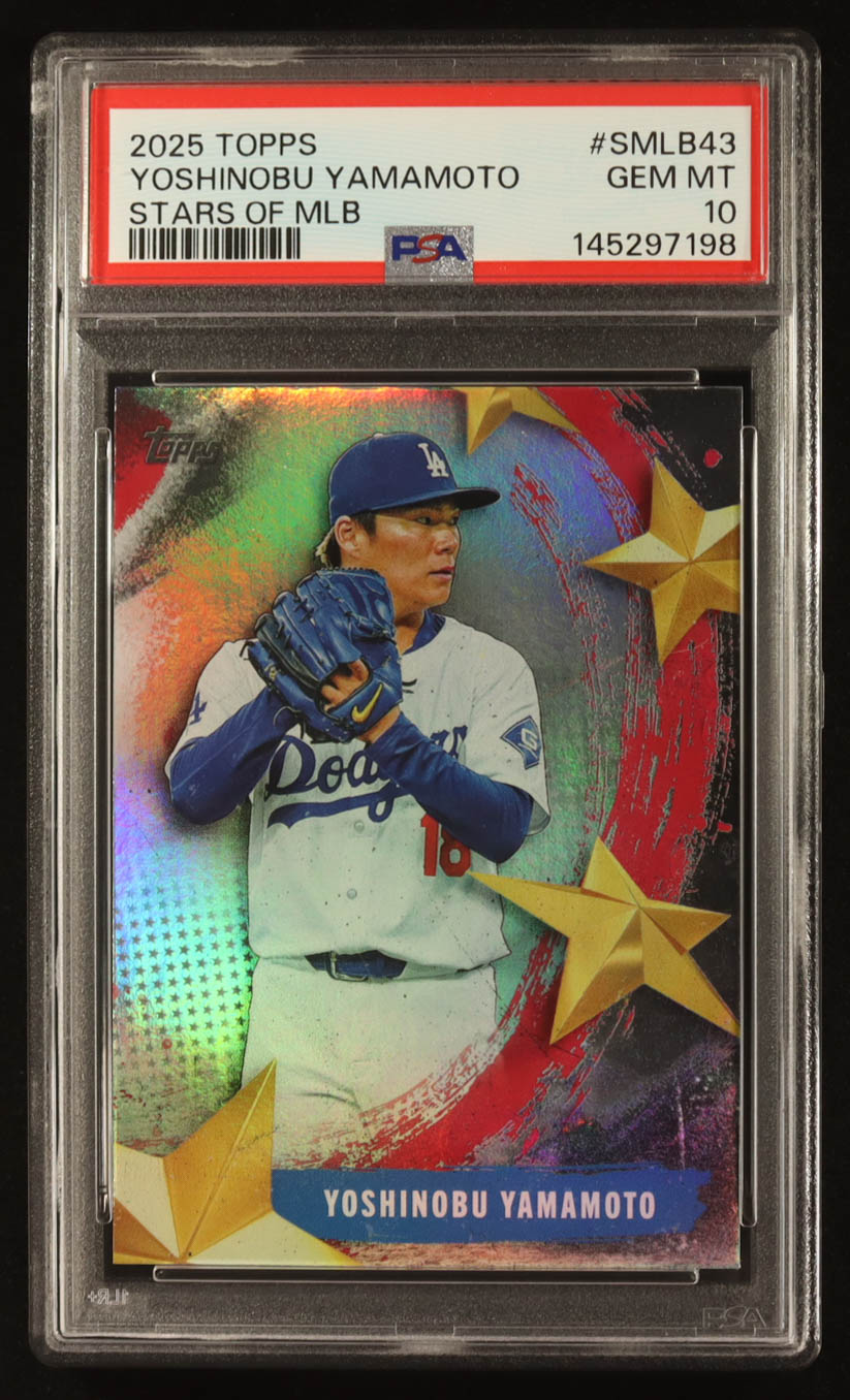 Yoshinobu Yamamoto 2025 Topps Stars Of MLB #SMLB43 (PSA 10) at PristineAuction.com Yoshinobu Yamamoto 2025 Topps Stars Of MLB #SMLB43 (PSA 10) at PristineAuction.com