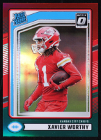 Xavier Worthy 2024 Donruss Optic Rated Rookies Preview Red and Green #398 RC at PristineAuction.com