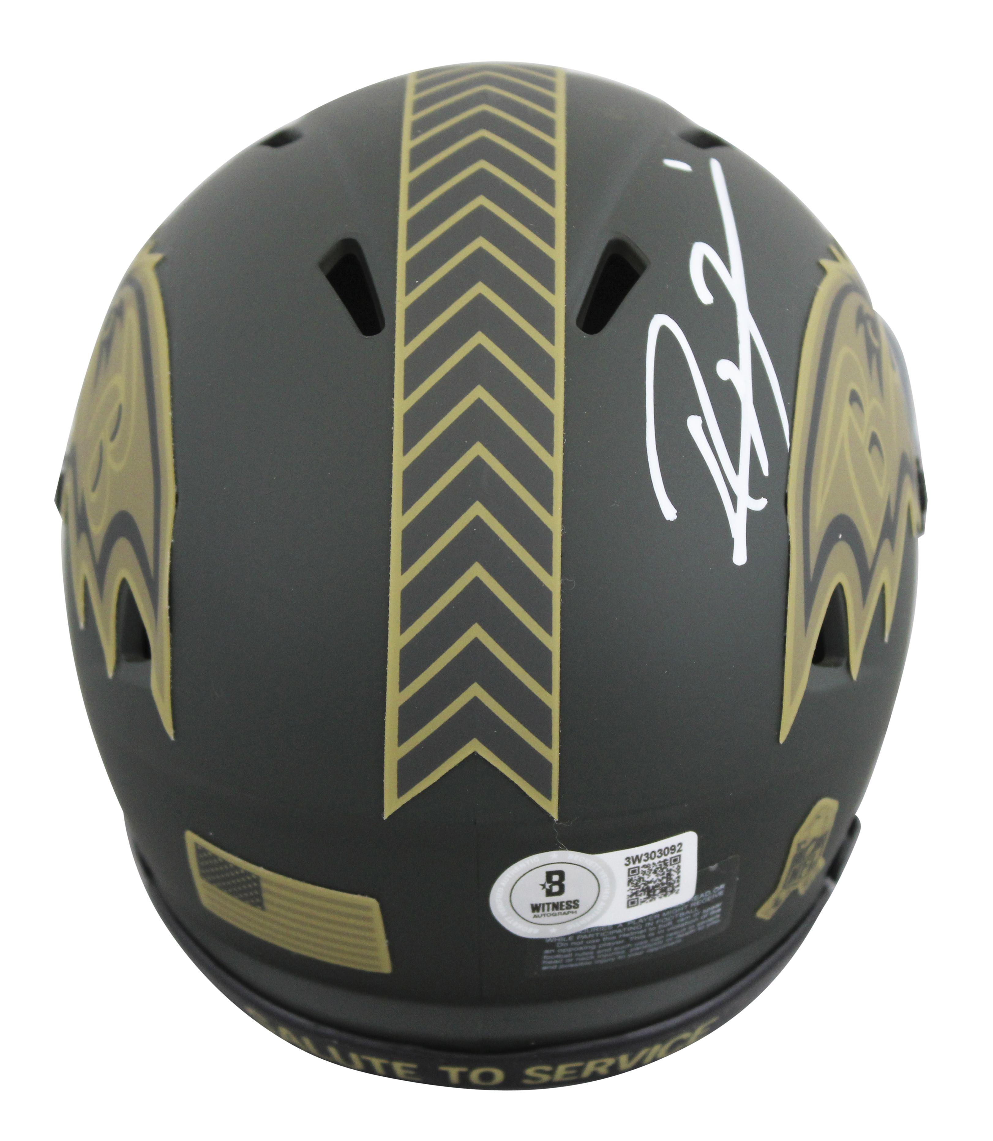 Ray Lewis Signed Ravens Salute To Service Alternate Speed Mini Helmet (Beckett) at PristineAuction.com Ray Lewis Signed Ravens Salute To Service Alternate Speed Mini Helmet (Beckett) at PristineAuction.com