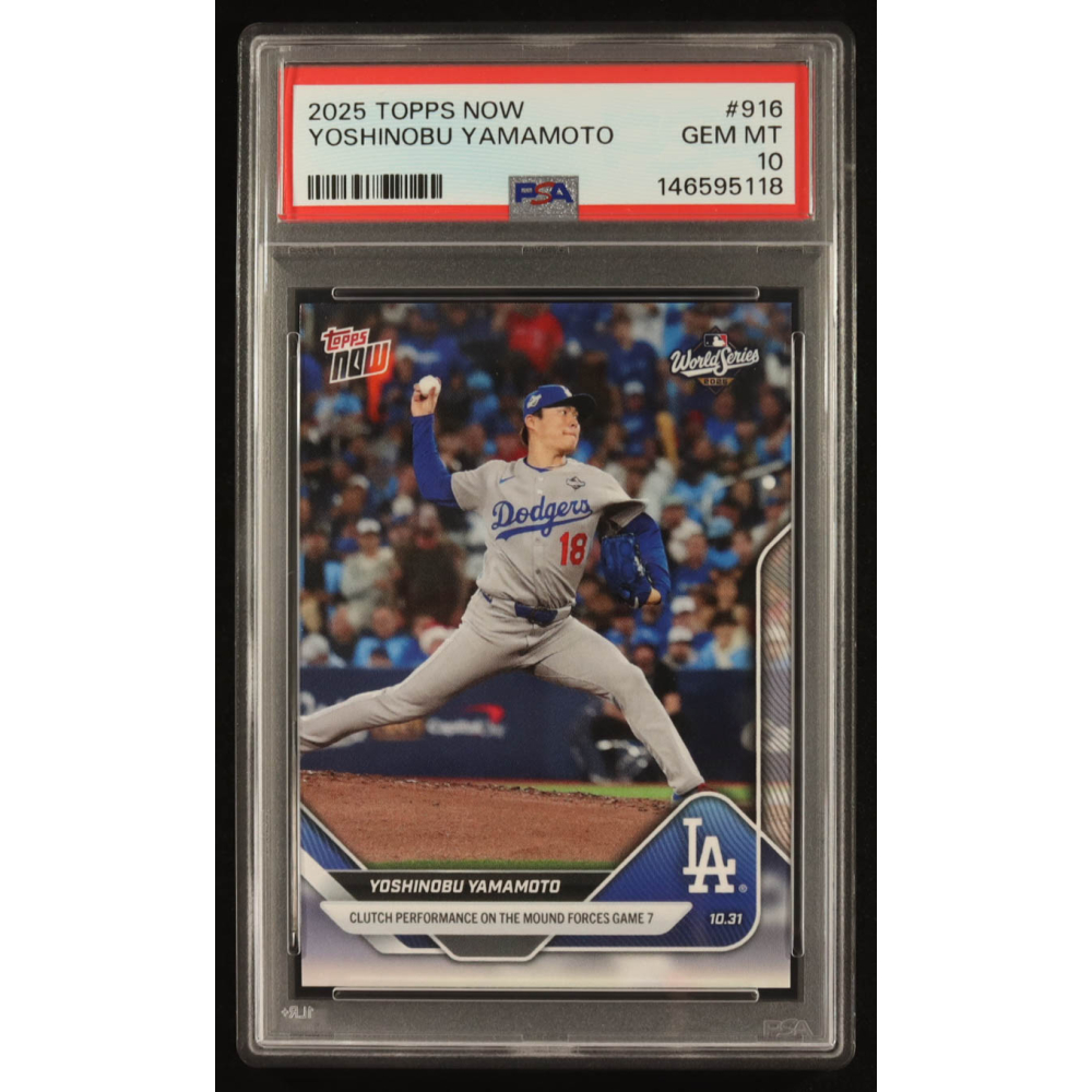 Yoshinobu Yamamoto 2025 Topps Now #916 (PSA 10) at PristineAuction.com