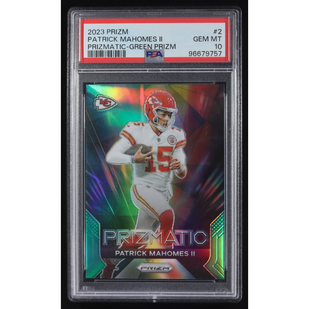 Patrick Mahomes II 2023 Panini Prizm Prizmatic Prizms Green #2 (PSA 10) at PristineAuction.com