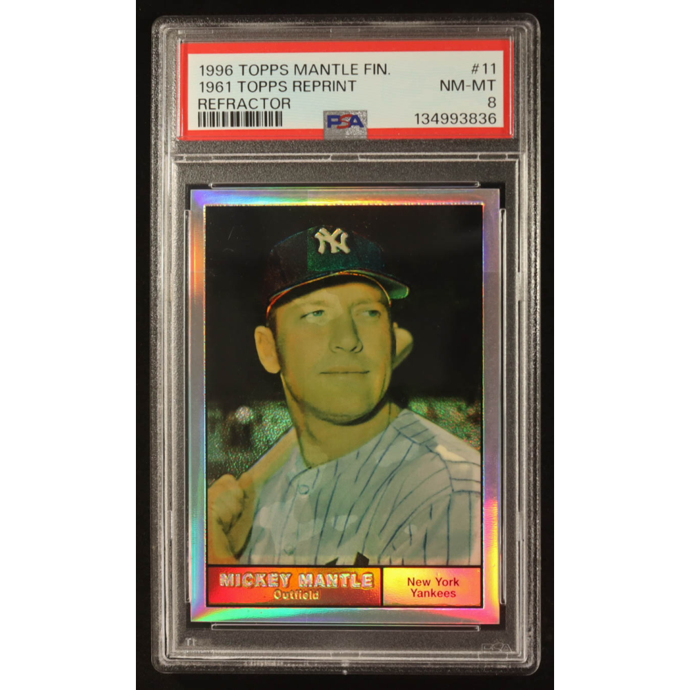 Mickey Mantle 1996 Topps Mantle Finest Refractors #11 1961 Topps Reprint (PSA 8) at PristineAuction.com