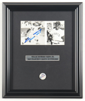 Willie Mays Signed Giants Custom Framed Photo Display with 1967 Giants Lapel Pin (JSA) at PristineAuction.com