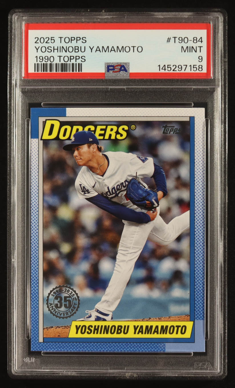 Yoshinobu Yamamoto 2025 Topps '90 Topps #T9084 (PSA 9) at PristineAuction.com Yoshinobu Yamamoto 2025 Topps '90 Topps #T9084 (PSA 9) at PristineAuction.com
