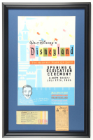 Disneyland Opening Day Custom Framed Print Display with Vintage A-E Ticket Book & Parking Pass at PristineAuction.com