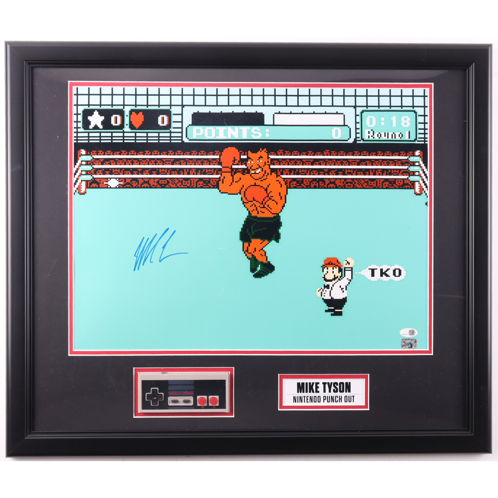 Mike Tyson Signed Custom Framed Photo Display With Nintendo Controller (JSA & Tyson) at PristineAuction.com