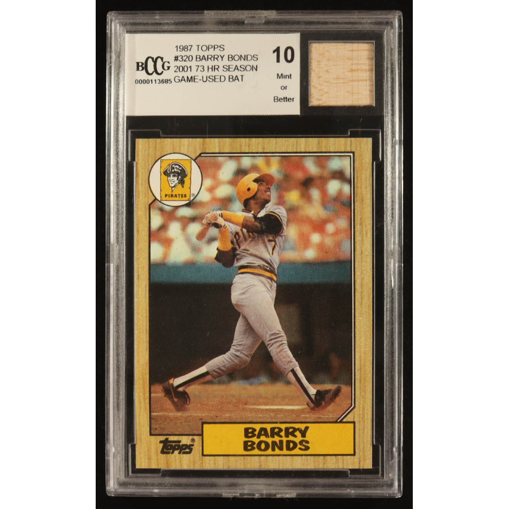 Barry Bonds 1987 Topps #320 RC With Game-Used Bat (BCCG 10) at PristineAuction.com
