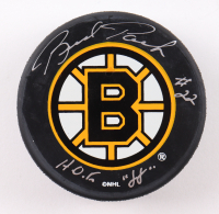 Brad Park Signed Bruins Logo Hockey Puck Inscribed "H.O.F. 88" (Beckett) at PristineAuction.com