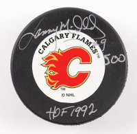 Lanny McDonald Signed Flames Logo Hockey Puck Inscribed "HOF 1992" (Beckett) at PristineAuction.com