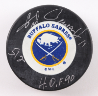 Gilbert Perreault Signed Sabres Logo Hockey Puck Inscribed "HOF 90" (Beckett) at PristineAuction.com