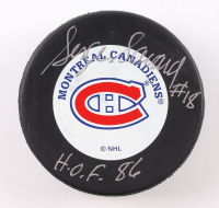 Serge Savard Signed Canadiens Logo Hockey Puck Inscribed "HOF 86" (Beckett) at PristineAuction.com