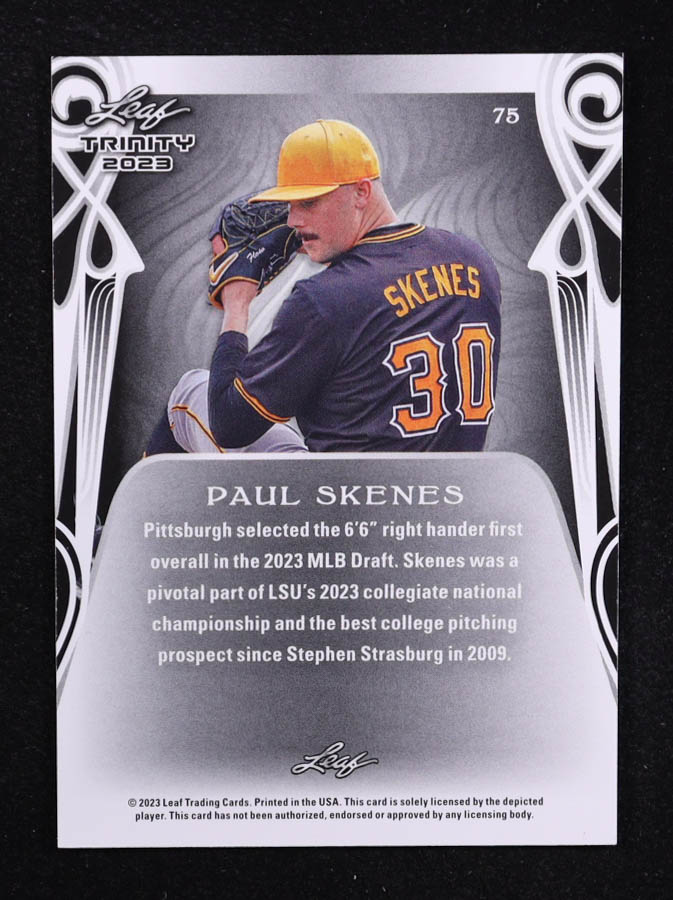Paul Skenes 2023 Leaf Trinity #75 RC at PristineAuction.com Paul Skenes 2023 Leaf Trinity #75 RC at PristineAuction.com