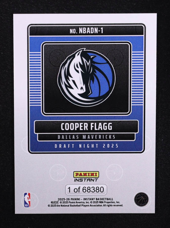 Cooper Flagg 2025-26 Panini Instant Draft Night #NBADN1 RC at PristineAuction.com Cooper Flagg 2025-26 Panini Instant Draft Night #NBADN1 RC at PristineAuction.com