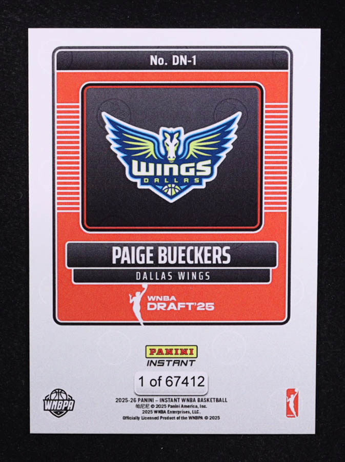 Paige Bueckers 2025 Panini Instant WNBA Draft Night #DN1 RC at PristineAuction.com Paige Bueckers 2025 Panini Instant WNBA Draft Night #DN1 RC at PristineAuction.com