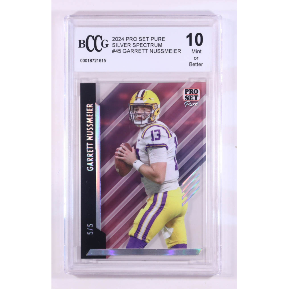 Garrett Nussmeier 2024 Leaf Pro Set Pure Silver Spectrum #45 #5/5 RC (BCCG 10) at PristineAuction.com