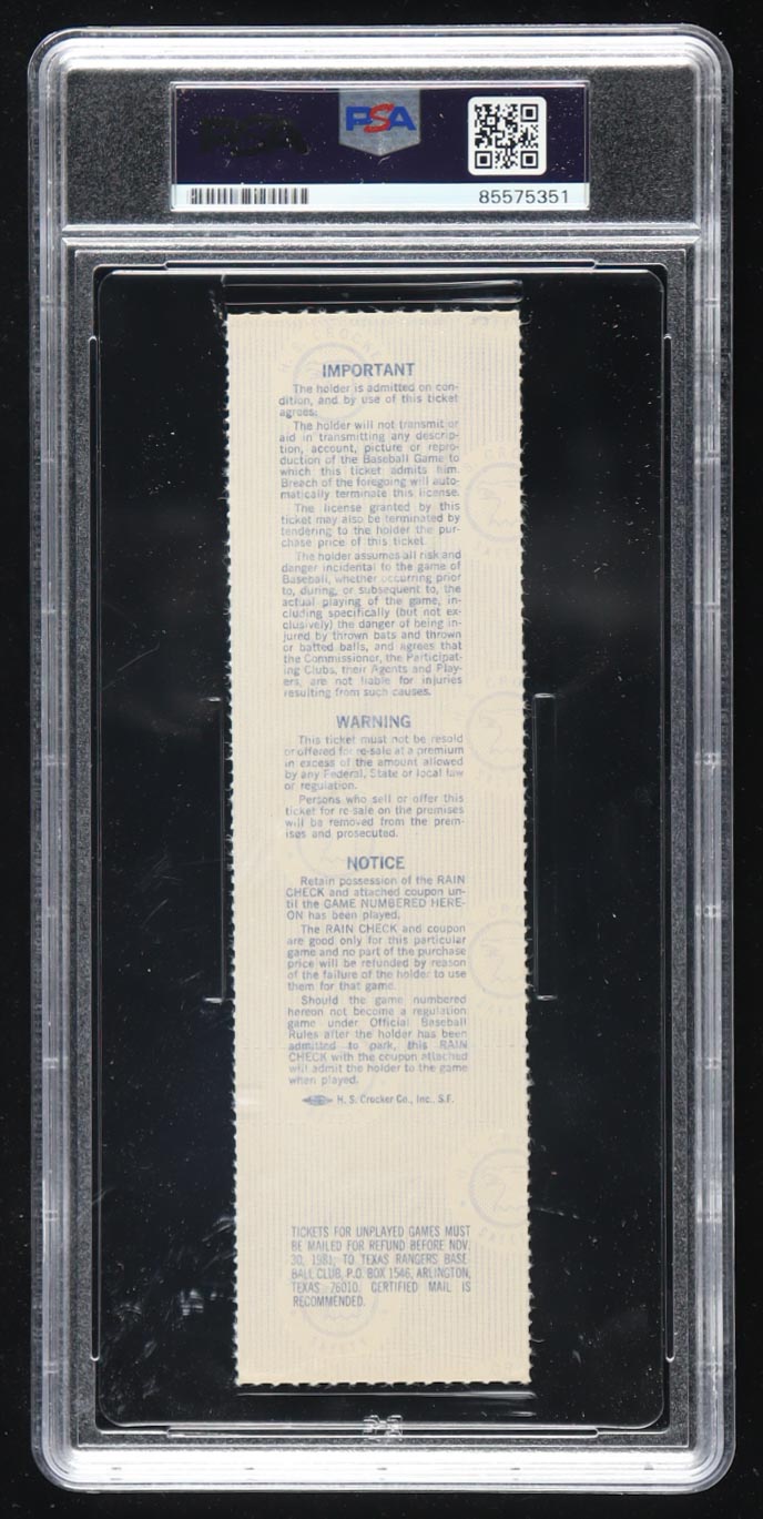 Nolan Ryan Signed Original 1981 World Series Game 2 Ticket (PSA | Autograph Graded PSA 10) at PristineAuction.com Nolan Ryan Signed Original 1981 World Series Game 2 Ticket (PSA | Autograph Graded PSA 10) at PristineAuction.com