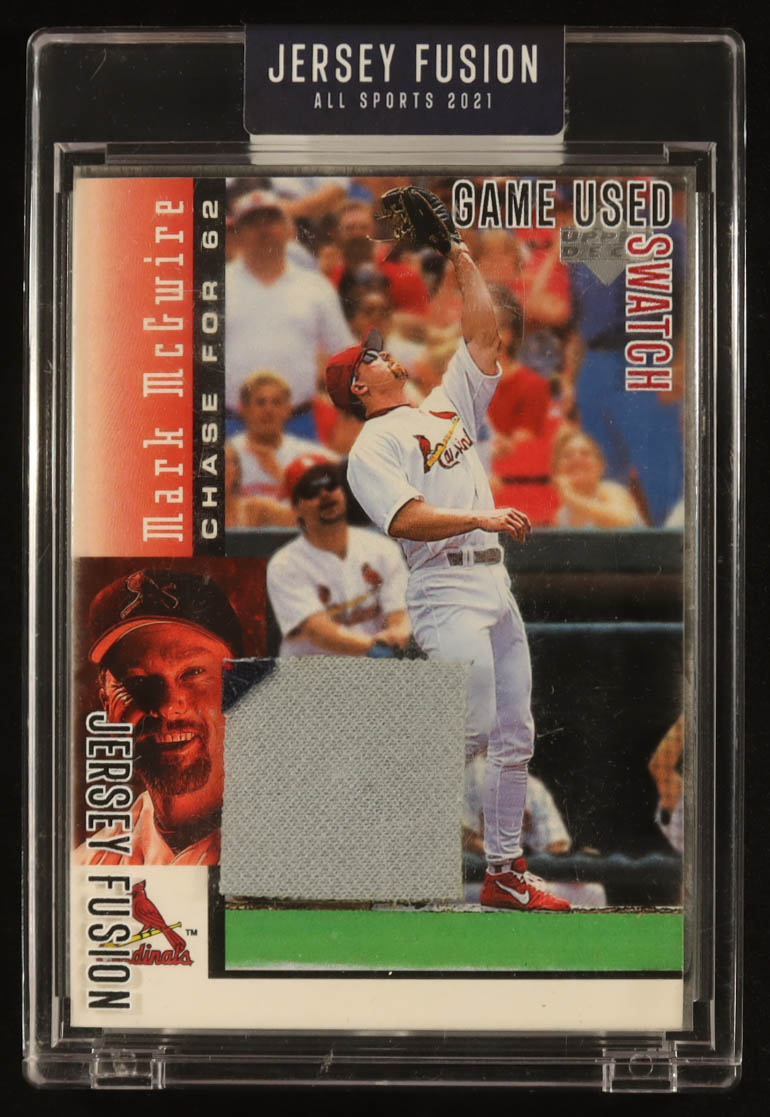 Mark McGwire 2021 Jersey Fusion '00 Game-Used Swatch #JF-MM00 at PristineAuction.com Mark McGwire 2021 Jersey Fusion '00 Game-Used Swatch #JF-MM00 at PristineAuction.com