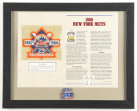 1986 New York Mets Custom Framed Commemorative Patch Display 1986 World Series Pin at PristineAuction.com