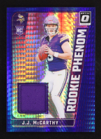 J.J. McCarthy 2024 Panini Donruss Optic Rookie Phenom Blue Hyper #RPB-JMY RC at PristineAuction.com
